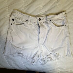 KanCan White Frayed Hem Jean Shorts